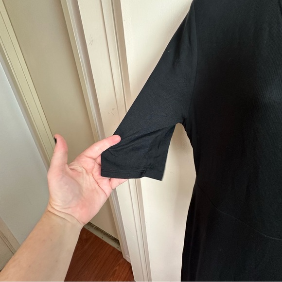 GOLDRAY BLaise Black Modal Ribbed 1/2 Sleeves Fitted Knit Versatile Dress NWT L - Picture 11 of 16